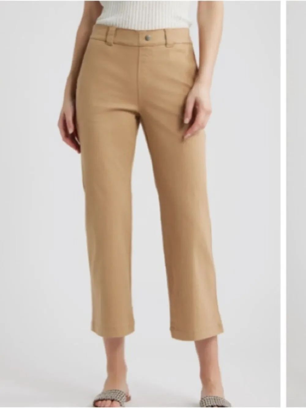 Hue Kick Flare Stretch Cotton Pull-On Pants, Tannin, Size Medium, NWT